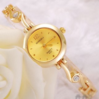 Elegant With Diamond Watch Alloy Case White/Gold Dial Women Braclet 70150