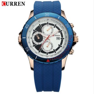 CURREN Business Watch With Three Subdials Date Silicone Men Watch 8143