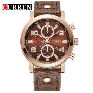CURREN Men Watch With Leather Strap Date Quartz Casual Watch 8199