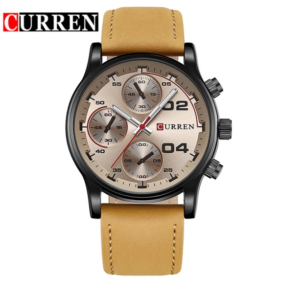 CURREN Casual Quartz Watch With Leather Strap Business Men Watch 8207