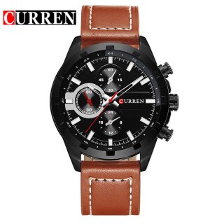 CURREN Quartz Watch With Analog Dial Leather Strap Casual Men Watch 8216