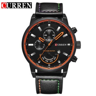 CURREN Quartz Watch With Stick Markers Date Leather Strap Casual Men Watch 8217