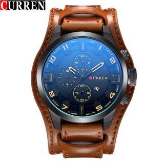 CURREN Casual Men Watch With Date Quartz Military Leather Watch 8225