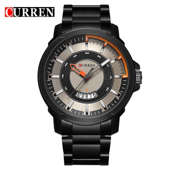 CURREN Business Quartz Watch With Stick Markers Date Steel Men Watch 8229