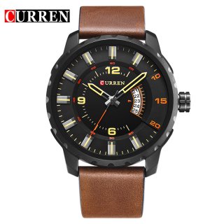 CURREN Casual Quartz Watch With Big Dial Date Leather Men Watch 8245