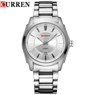CURREN Business Quartz Watch With Stick Markers Full Steel Date Men Watch 8072
