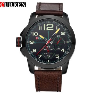 CURREN Men Watch With Quartz Leather Strap Fashion Lefty Watch 8182B