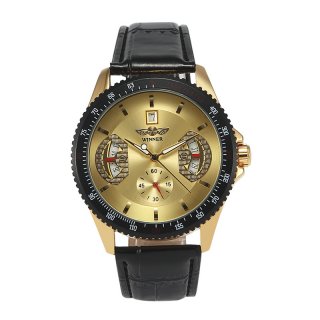 WINNER Quartz Watch With Date Black Bezel Fashion Men Watch F120593