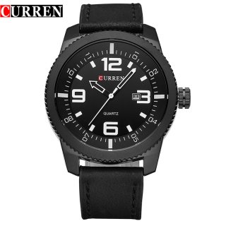 CURREN Quartz Watch With Date Leather Strap Business Men Watch 8180