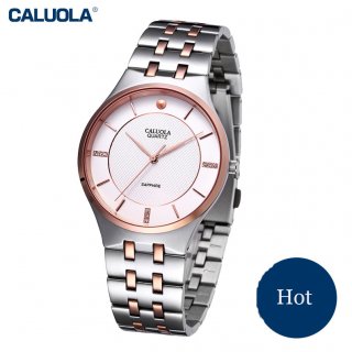 Caluola Ultra-thin Steel Watch Simple Quartz Men Watches Fashion Casual Watch CA1019