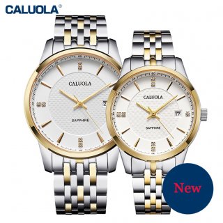 Caluola Quartz Fashion Watch with Date Couple Watch Steel Simple CA1196GL