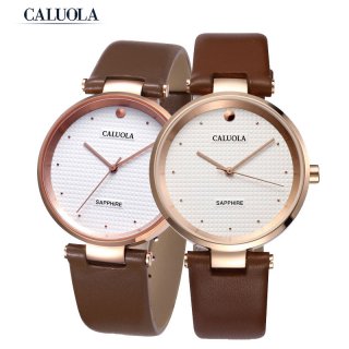Caluola Fashion Couple Watch Quartz Dress Watch Big Dial Leather CA1055L