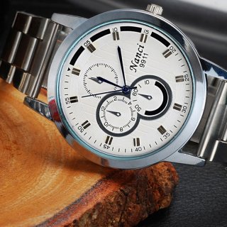 Fashion Stick Markers Black/White Dial Quartz Alloy Bracelet Watch