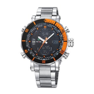 WEIDE Fashion Stainless Steel Sports Analog Digital Quartz Watches