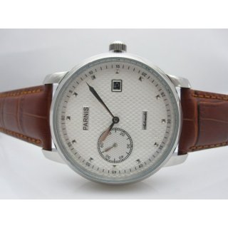 Parnis Men Watch 43MM White Dial Automatic Watch Date