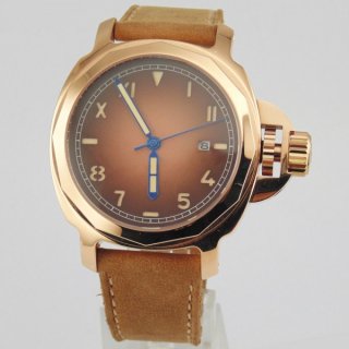 Parnis Militare Watch Yellow Gold Case Automatic Watch 100M Waterproof