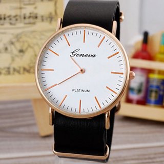 White Dial Leather Strap Simple Business Men Watches