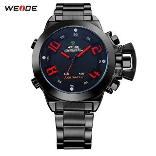 WEIDE Digital Dual Movement LED Date Alarm Quartz Waterproof Men's Sport Watch