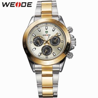 WEIDE Quartz Watch Top Fashion Brand Stainless Steel Waterproof Men Sports Wristwatches