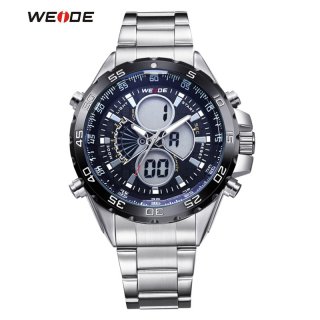 WEIDE New Luxury Men Sports Watches Men's Digital Wristwatch Full Steel Male Clock