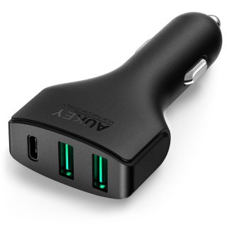 High Quality Phone Charger AUKEY CC-Y3 3 Ports Quick Charge 3.0 USB Car Charger for Smartphones and Tablets