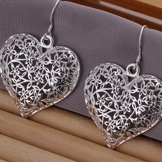 High Quality Silver Plated Beautiful Jewelry Heart Earrings For Women