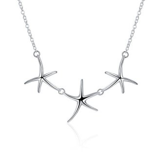 High Quality Silver Plated Fashion Jewelry 3Starfish Necklace For Women