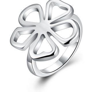Fashion Cute Flower Design High Quality Silver Plated Rings For Women