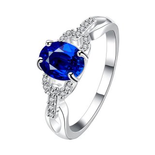 New Fashion Blue Cubic Zirconia Beautiful 925 Sterling Silver Wedding Jewelry Rings For Women