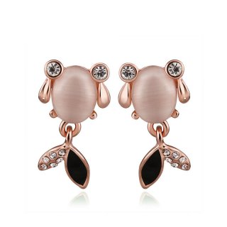 Animal Design Stud Earrings Office Style Rose Gold Plated & Opal Fashion Jewelry Accessories For Women