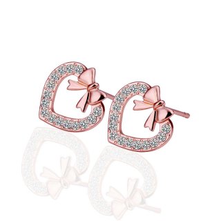 Heart Stud Earrings Classic Rose Gold Plated Gift Accessories For Women