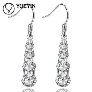 Fashion Accessories Silver Plated Shining New Arrival Round Zircon Dangle Earrings for Women