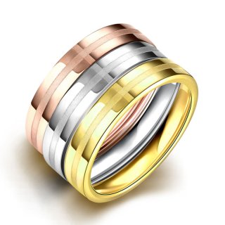 Simple Three Color Circle Steel Women Men's Ring Wholesale R027