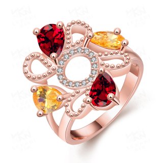 Gold Plated Ring Queen Fancy Natural Mystic Round Crystal Jewelry Finger Ring Austrian Wedding Ring R307
