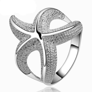 Silver Plated Rings Fashion Jewelry Luxury Huge Starfish Shape Wedding Ring for Women