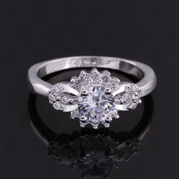 Silver Plated Ring Silver Special Design Trendy Ring Crystal Women's Jewelry