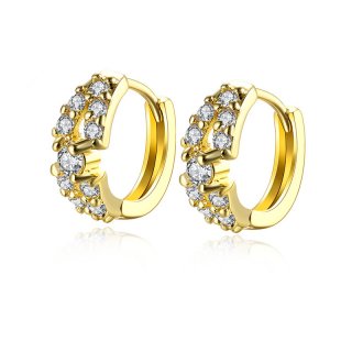 Cubic Zirconia Clips Earrings for Women Gold Plated Jewelry Fashion Crystal Earrings AKE140