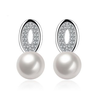 100% Natural Pearl Stud Earring With White Gold Plated Earrings LKNPLE069