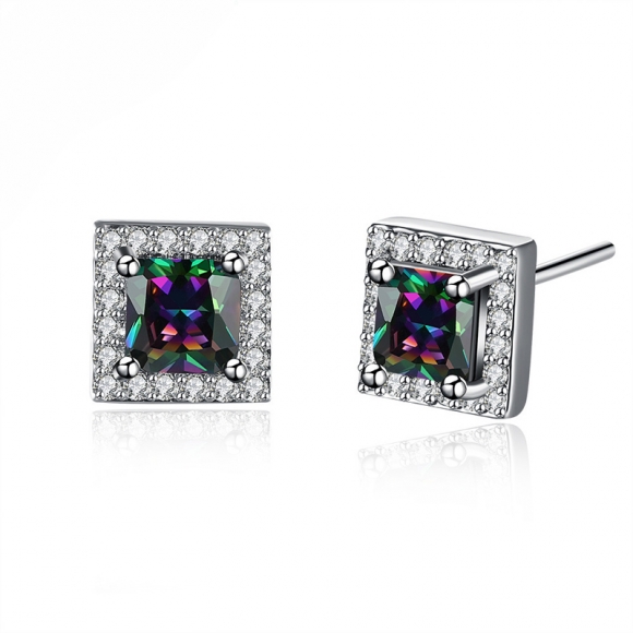 Square Classic Crystal Jewelry Earrings For Women Wedding Zircon Gold Plated Earring