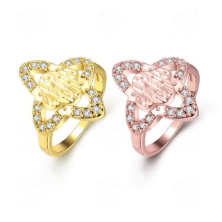 Cubic Zirconia Gold Plated Flower rings for Women R352