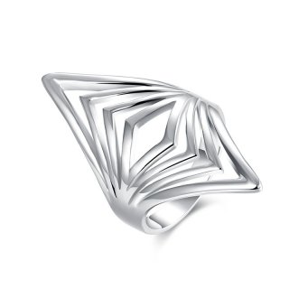 Sliver Plated Ring with Openwork Shape Women's Rings