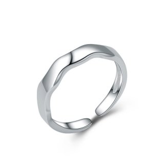 Wavy Shape Simple Style 925 Sterling Silver Adjustable Ring for Women