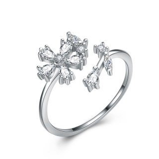 Elegant Diamond Flower 925 Sterling Silver Ring Fashion Jewelry Ring for Women