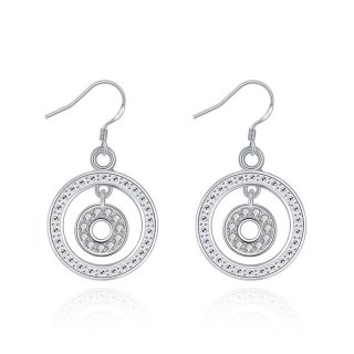 925 Sterling Silver Diamond Inlay Round Earring for Women