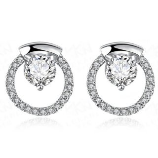 High Quality Rose Gold Plated With Zircon Round Earring for Women