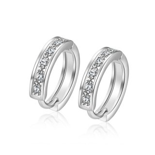 Wholesale Earrings Silver Crystals Hoop Earrings for Women Lady Gift Fashion Jewelry
