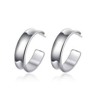925 Jewelry Silver Plated Earrings Half Round Earrings for Women