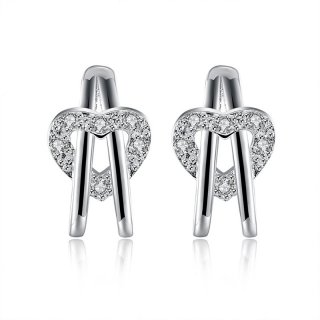 Simple Fashion Style 925 Sterling Silver plated Heart Earrings Jewellery for Women