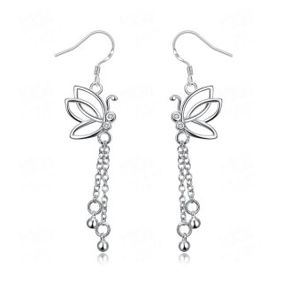 Fashion 925 Sterling Silver High Quality Elegant Women Shiny Crystal Zircon Earring Jewelry