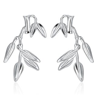 New Products Hot Sale Lucky Bamboo Silver Plated Earrings for Valentine's Day
